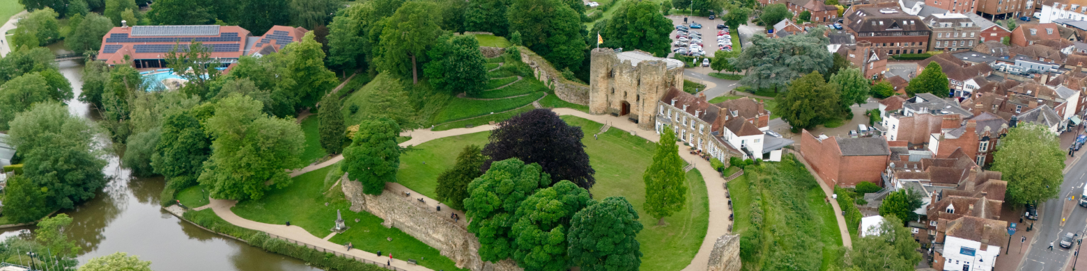 Tonbridge Castle as seen by a drone