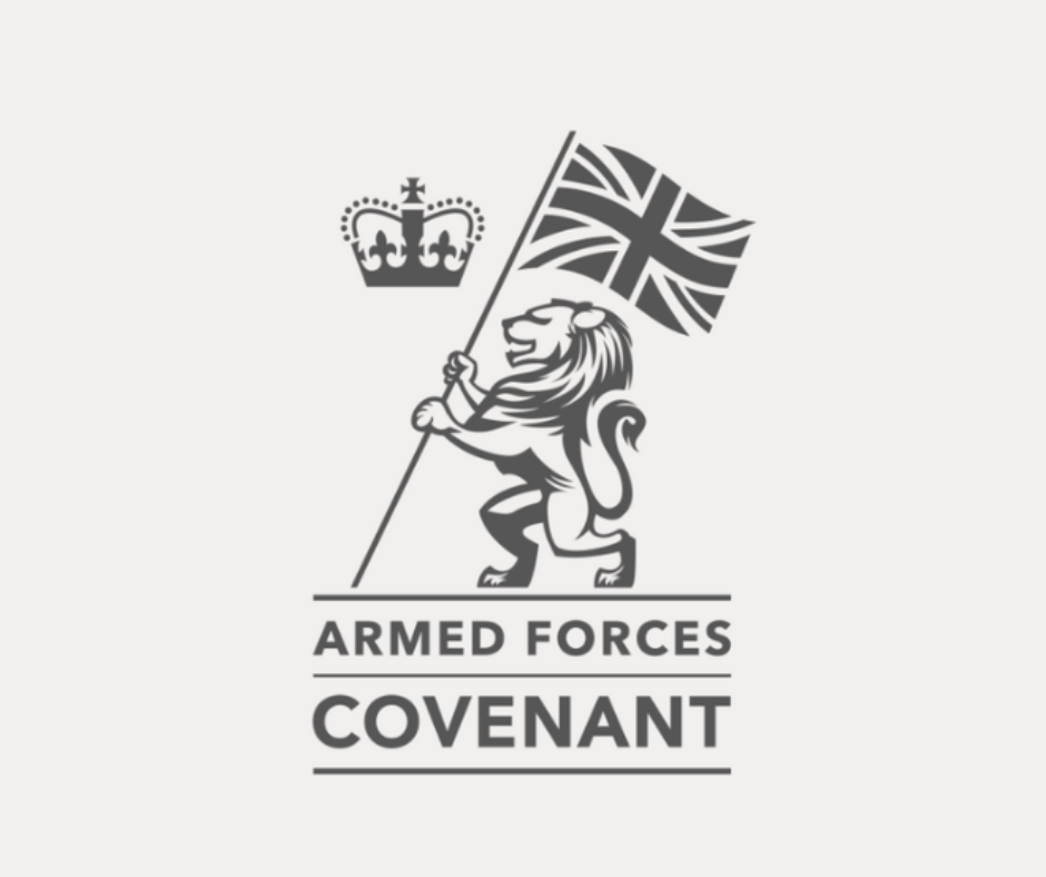 The Armed Forces Covenant Logo with a rampant lion holding the Union Flag