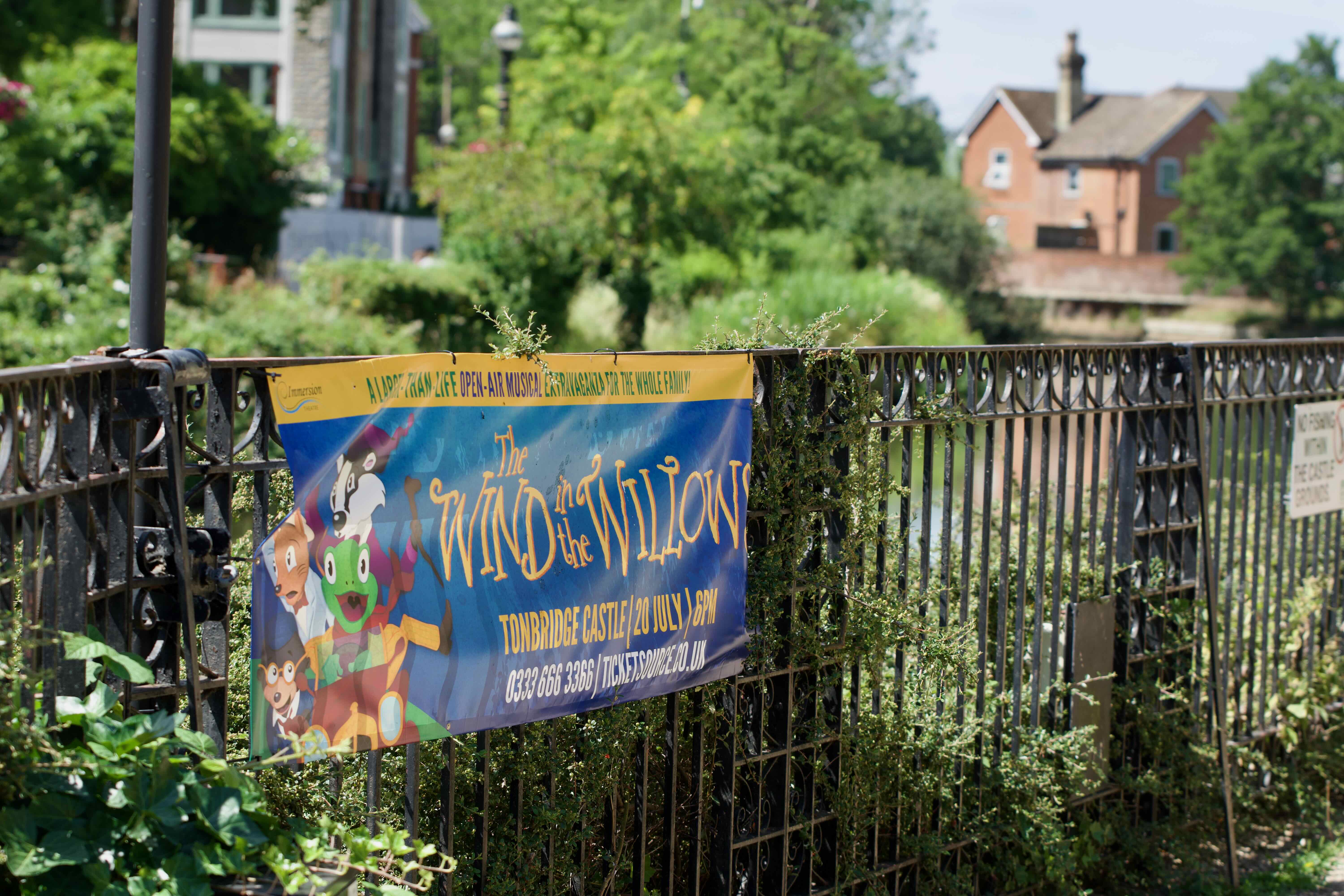 Banner on a fence along river walk Tonbridge