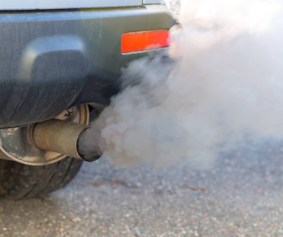 A smoking car exhaust.