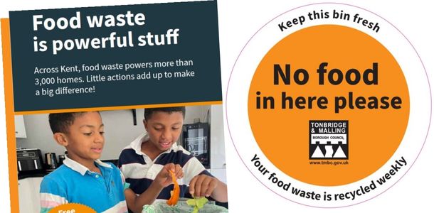 Waste sticker saying &#039;no food in here please&#039;
