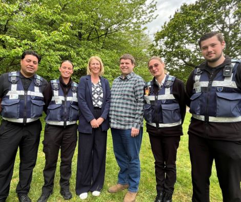 The Safer Neighbourhood Team photographed together with Council Leader Matt Boughton and Corporate Policy & Communities Manager Gill Fox