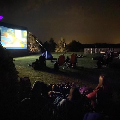 People at an open air cinema