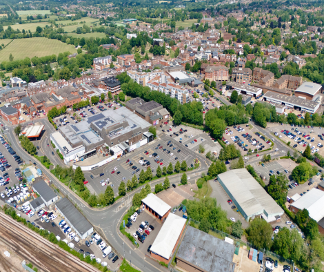 Tonbridge east of high street aerial shot