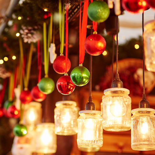 Christmas baubles and lights