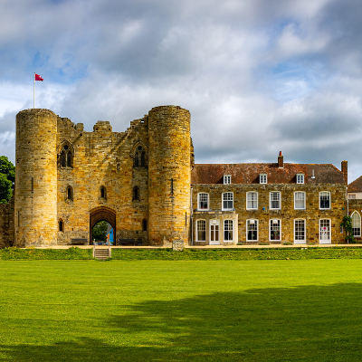 Tonbridge Castle and manor house taken from the bailey lawn